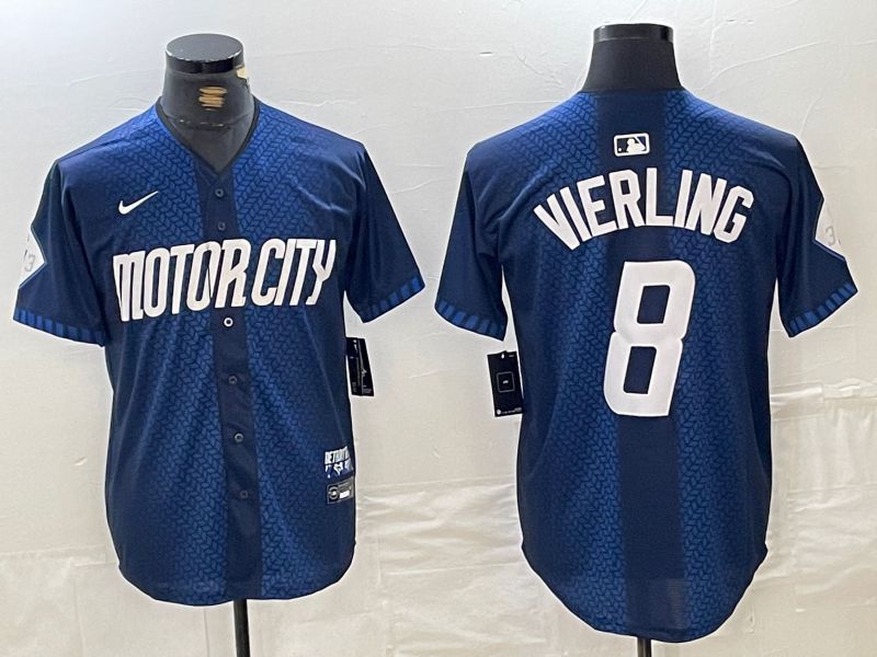 Men Detroit Tigers #8 Vierling Blue City Edition Nike 2024 MLB Jersey style 8->pittsburgh steelers->NFL Jersey